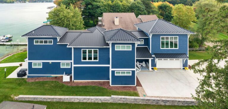 Blue home standing seam