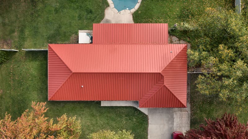 Metal standing seam roof aerial